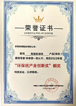 高強(qiáng)紙袋紙獲“環(huán)保紙產(chǎn)業(yè)創(chuàng)新獎”銅獎